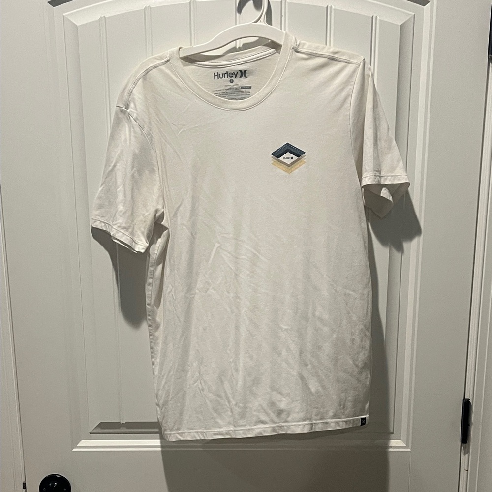 Hurley White Tee with Blue and Gold Accent